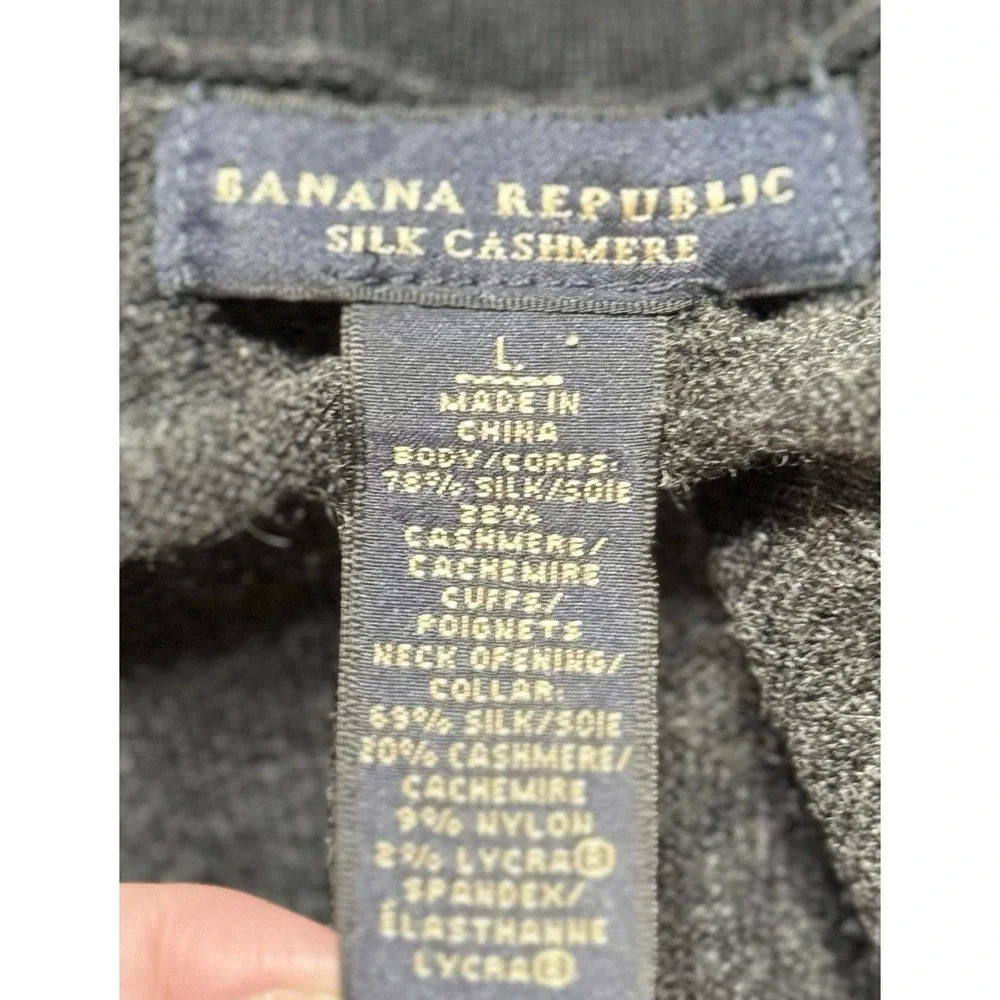 Banana Republic 1/4 Zip Pullover Sweater Men's L Gray Knit Silk Cashmere Blend